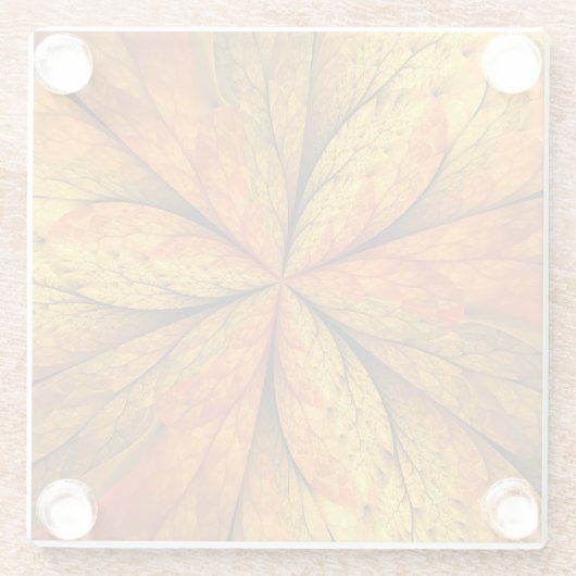 Herfst Plant, modern Abstract fractal kunstblad Glazen Onderzetter (Achterkant)