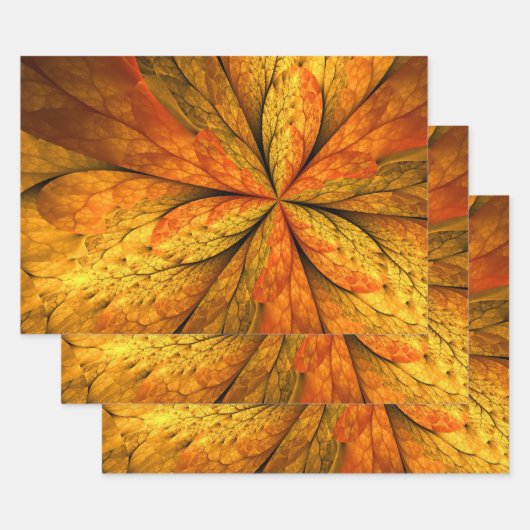 Herfst Plant, modern Abstract fractal kunstblad Inpakpapier Vel (Set)