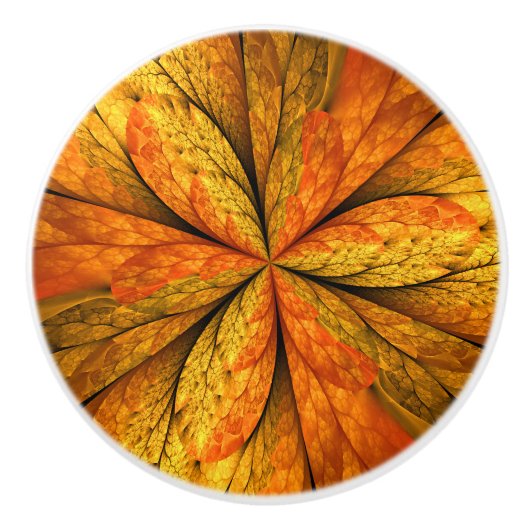 Herfst Plant, modern Abstract fractal kunstblad Keramische Knop (Voorkant)