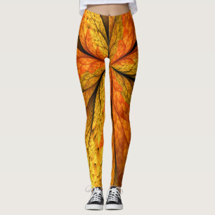Herfst Plant, modern Abstract fractal kunstblad Leggings