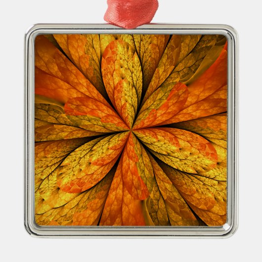 Herfst Plant, modern Abstract fractal kunstblad Metalen Ornament (Voorkant)