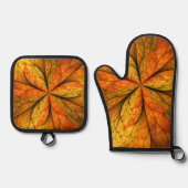 Herfst Plant, modern Abstract fractal kunstblad Ovenwant & Pannenlap Set (Voorkant)