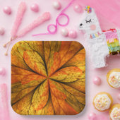 Herfst Plant, modern Abstract fractal kunstblad Papieren Bordje (Feest)