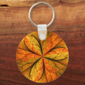 Herfst Plant, modern Abstract fractal kunstblad Sleutelhanger (Achterkant)