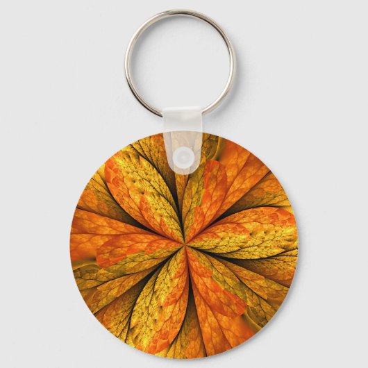 Herfst Plant, modern Abstract fractal kunstblad Sleutelhanger (Achterkant)