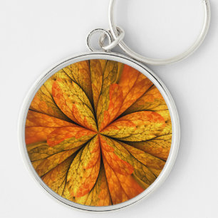 Herfst Plant, modern Abstract fractal kunstblad Sleutelhanger