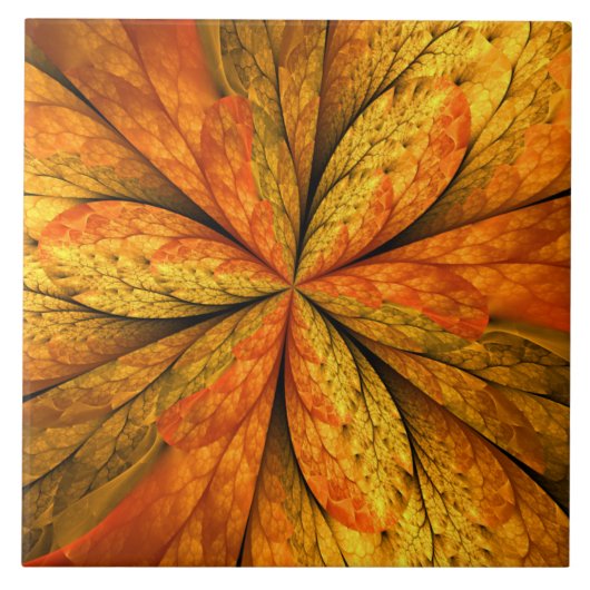 Herfst Plant, modern Abstract fractal kunstblad Tegeltje (Voorkant)