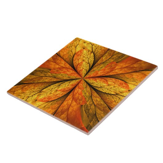 Herfst Plant, modern Abstract fractal kunstblad Tegeltje (Zijkant)