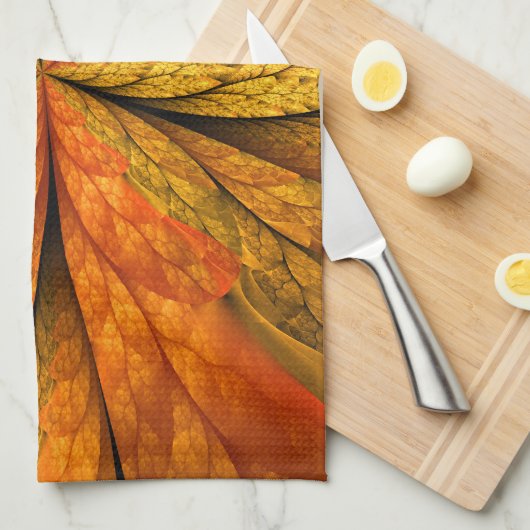 Herfst Plant, modern Abstract fractal kunstblad Theedoek (Quarter Fold)