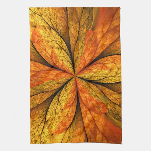 Herfst Plant, modern Abstract fractal kunstblad Theedoek (Verticaal)