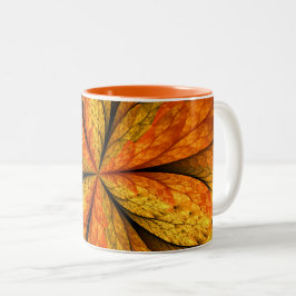 Herfst Plant, modern Abstract fractal kunstblad Tweekleurige Koffiemok