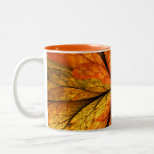 Herfst Plant, modern Abstract fractal kunstblad Tweekleurige Koffiemok (Links)