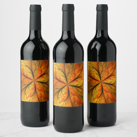 Herfst Plant, modern Abstract fractal kunstblad Wijn Etiket (Flessen)
