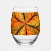 Herfst Plant, modern Abstract fractal kunstblad Wijnglas Zonder Voet (Voorkant)