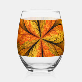 Herfst Plant, modern Abstract fractal kunstblad Wijnglas Zonder Voet
