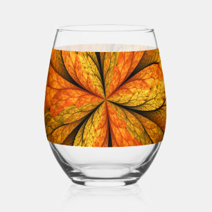 Herfst Plant, modern Abstract fractal kunstblad Wijnglas Zonder Voet