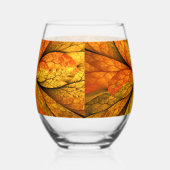 Herfst Plant, modern Abstract fractal kunstblad Wijnglas Zonder Voet (Rechts)