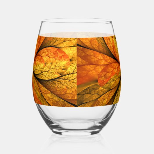 Herfst Plant, modern Abstract fractal kunstblad Wijnglas Zonder Voet (Rechts)