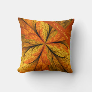 Herfst Plant, moderne Abstracte fractale bladnaam Kussen