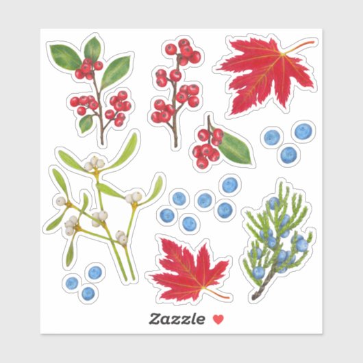 Herfst Planten Bladeren Bessen Botanische Feestdag Sticker (Vel)