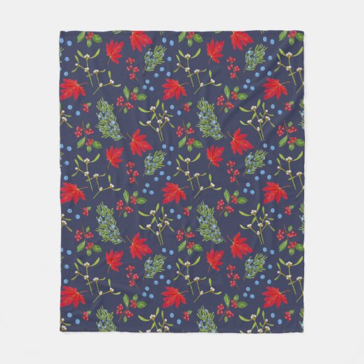 Herfst Planten Botanische Patroon Vakantie Fleece Deken (Voorkant)