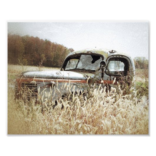 Herfst Pleasure - oude vrachtwagen in Herfst Foto Afdruk (Voorkant)