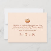Herfst pllaid een beetje pompoen Baby shower plat Bedankkaart (Achterkant)