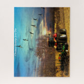 Herfst Ploeg Tractor Ohio.Kerstgroeten Legpuzzel (Verticaal)