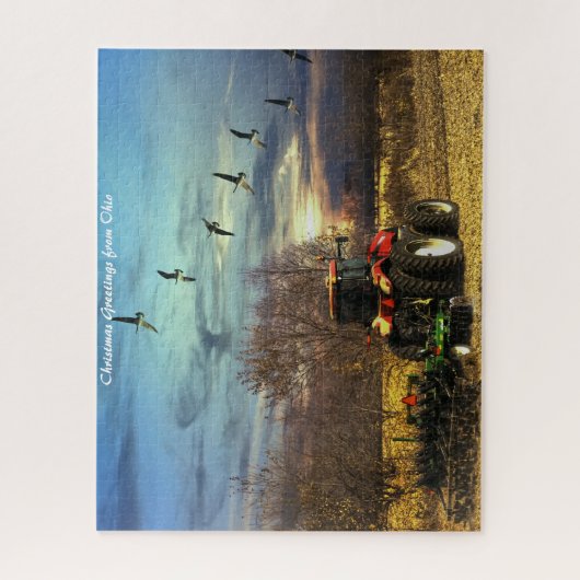 Herfst Plough Tractor Ohio.kerstgroeten Legpuzzel (Verticaal)