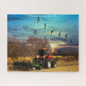 Herfst Plough Tractor Ohio.kerstgroeten Legpuzzel (Horizontaal)