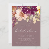 Herfst Plum Waterverf Floral Vrijgezellenfeest Kaart (Voorkant)