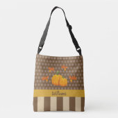 Herfst Polka Dot Pumpkin met familienaam Crossbody Tas (Achterkant)