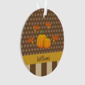 Herfst Polka Dot Pumpkin met familienaam Kerstmis Ornament (voorkant)