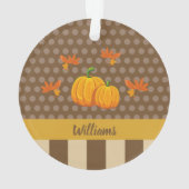 Herfst Polka Dot Pumpkin met familienaam Kerstmis Ornament (achterkant)