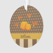 Herfst Polka Dot Pumpkin met familienaam Kerstmis Ornament (voorkant)