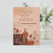 Herfst pomkin en bladeren RSVP kaartje (Staand voorkant)