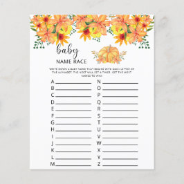 Herfst pomkin floral baby name race game