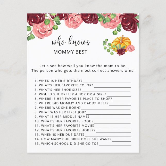 Herfst pomkin floral die mama het beste kent (Voorkant)