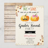 Herfst pomkin gender onthult kaartuitnodiging kaart (Voorkant / Achterkant)