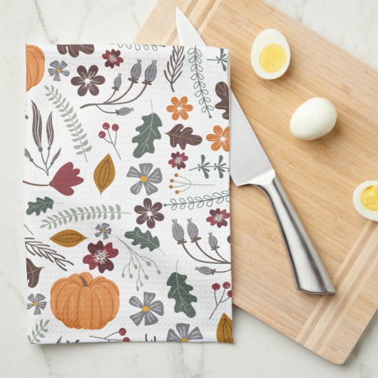 Herfst pomkin hedendaags grafisch patroon theedoek (Quarter Fold)