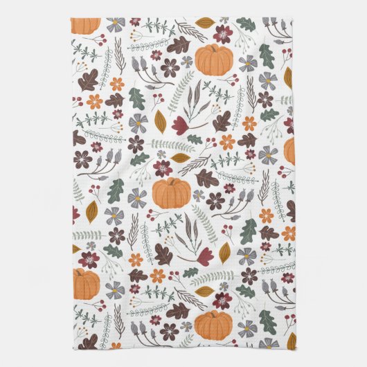 Herfst pomkin hedendaags grafisch patroon theedoek (Verticaal)