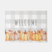 Herfst pomkin waterverf gingham welkom mat (Voorkant)