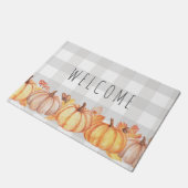 Herfst pomkin waterverf gingham welkom mat (Schuin)