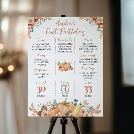 Herfst pompoen 1e verjaardag mijlpaal teken poster