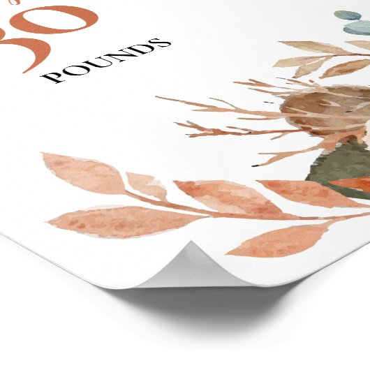 Herfst pompoen 1e verjaardag mijlpaal teken poster (Hoek)