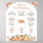 Herfst pompoen 1e verjaardag mijlpaal teken poster (Voorkant)