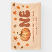 Herfst Pompoen 1e Verjaardag Spandoek (Verticaal)
