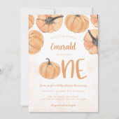 Herfst pompoen 1e verjaardagsfeestje kaart (Voorkant)