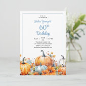 Herfst Pompoen 60e Verjaardag Bloemstuk Kaart (Staand voorkant)