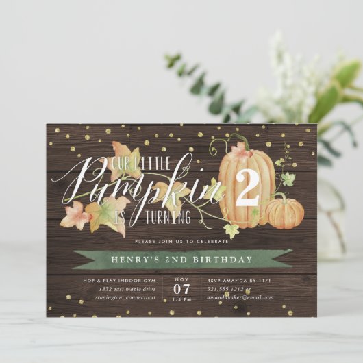 herfst pompoen aangepaste leeftijd verjaardagsfees kaart (Staand voorkant)